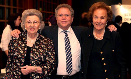 Proud supporters Mrs. Charlotte Frank (R) and Mrs. Edith Everett (L), President of Friends of Israel Sci-Tech Schools Network, USA with Network Director-General Mr. Zvi Peleg.